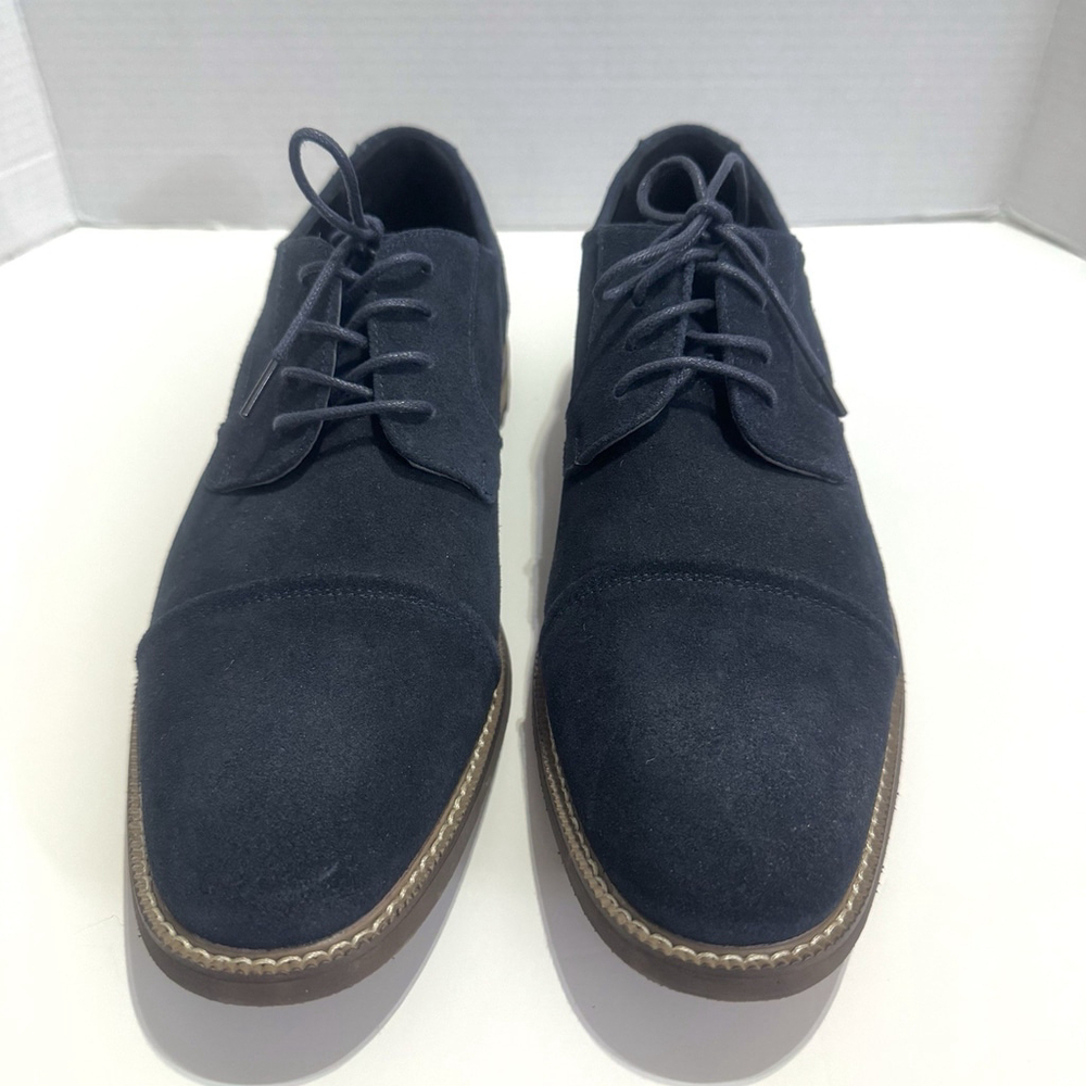 New Carlo Morandi Tony Oxford Suede Leather Shoes Size:10D Men DeepNavy Cap Toe - Picture 3 of 10